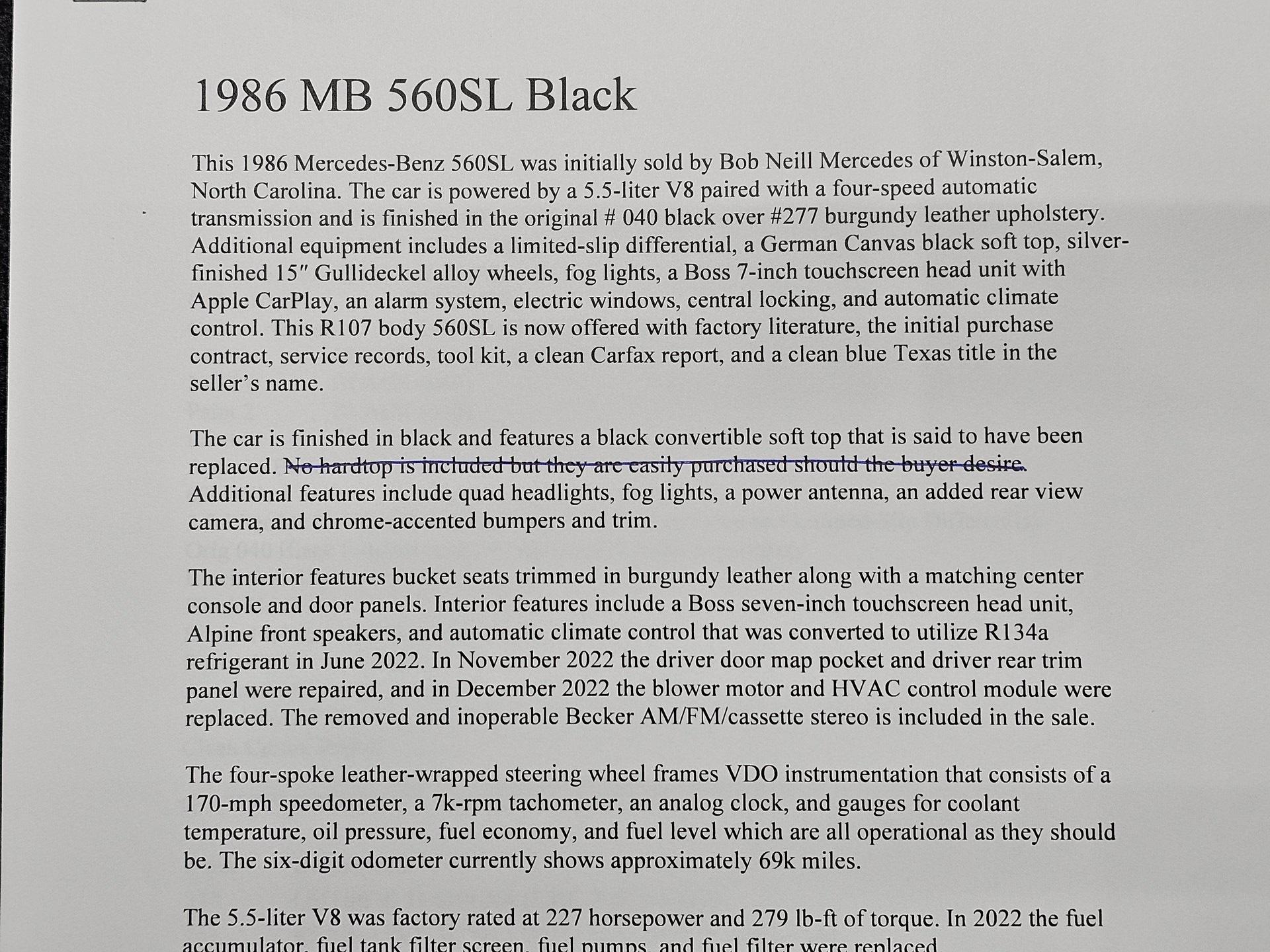 1986 Mercedes Benz 560 photo 4