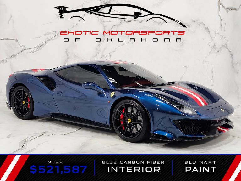 Used 2019 Ferrari 488 Pista BLU NART PAINT * $521K MSRP * BLUE CARBON FIBER INTERIOR for sale Call for price at Exotic Motorsports of Oklahoma in Edmond OK